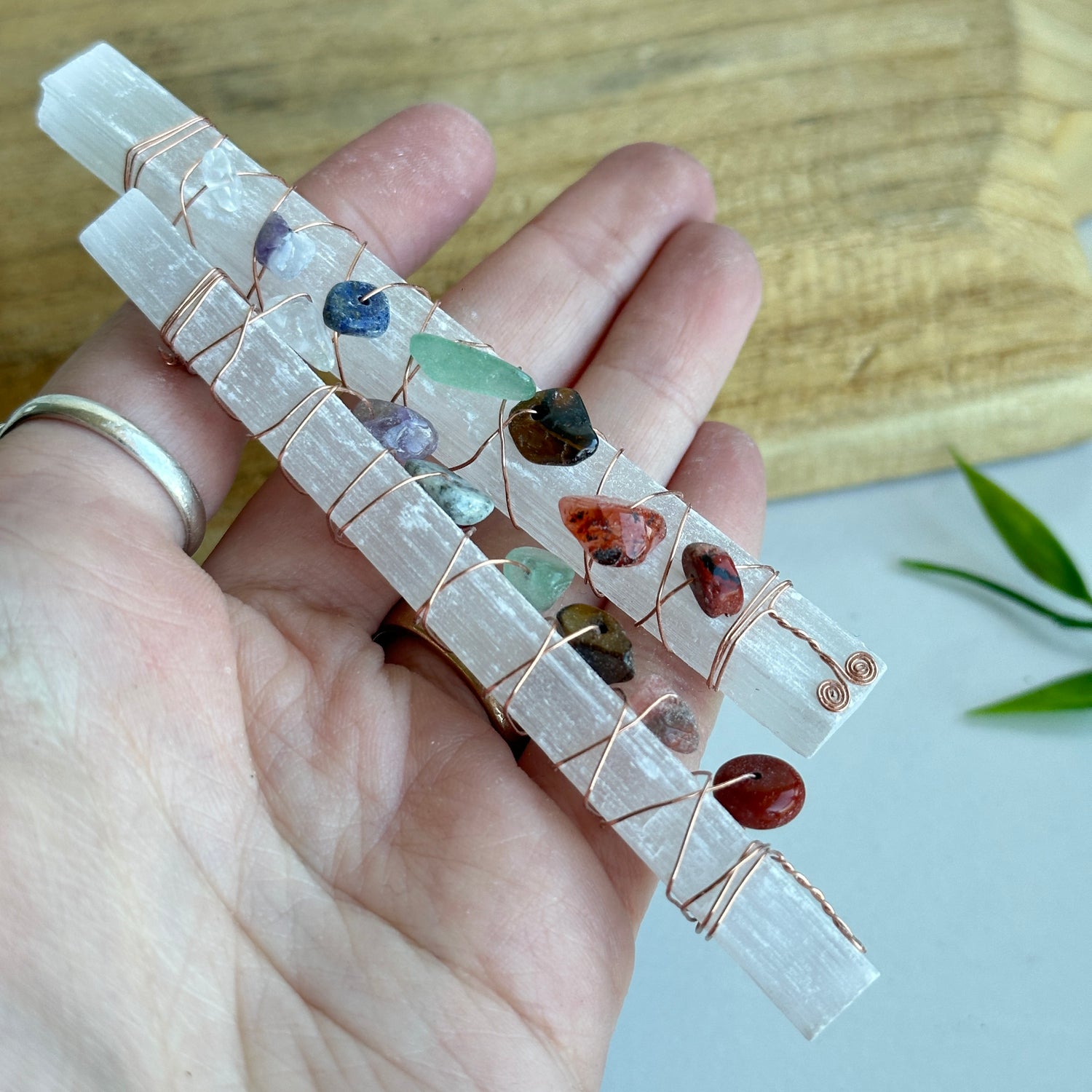 Selenite 7 Chakra Wand