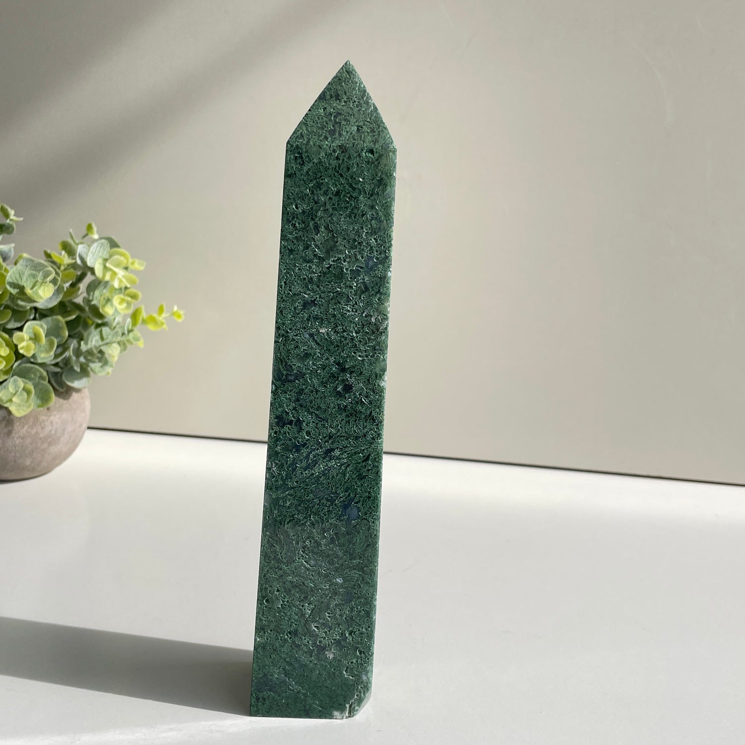 Moss Agate Obelisk 23.6cm
