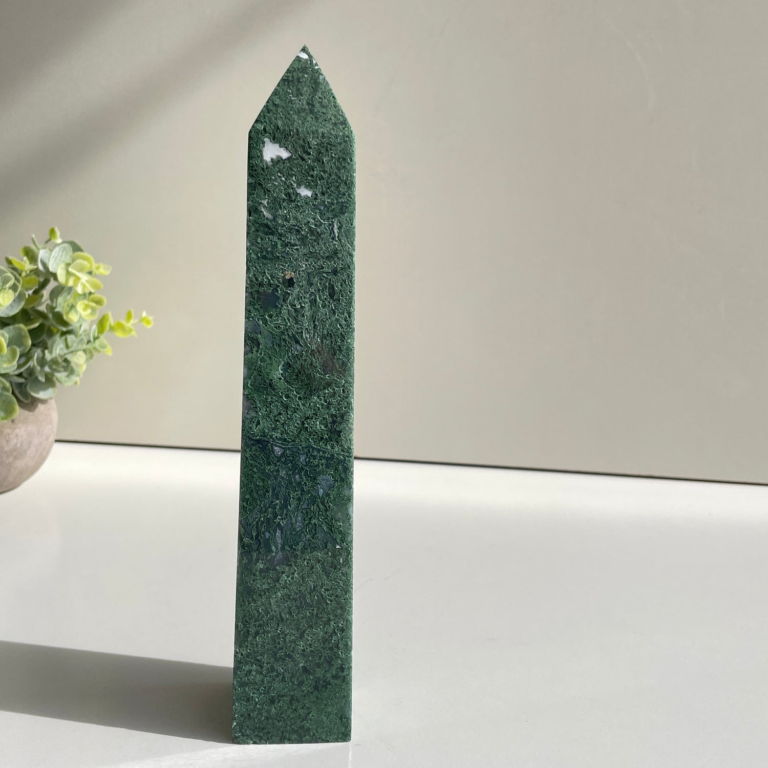 Moss Agate Obelisk 23.6cm