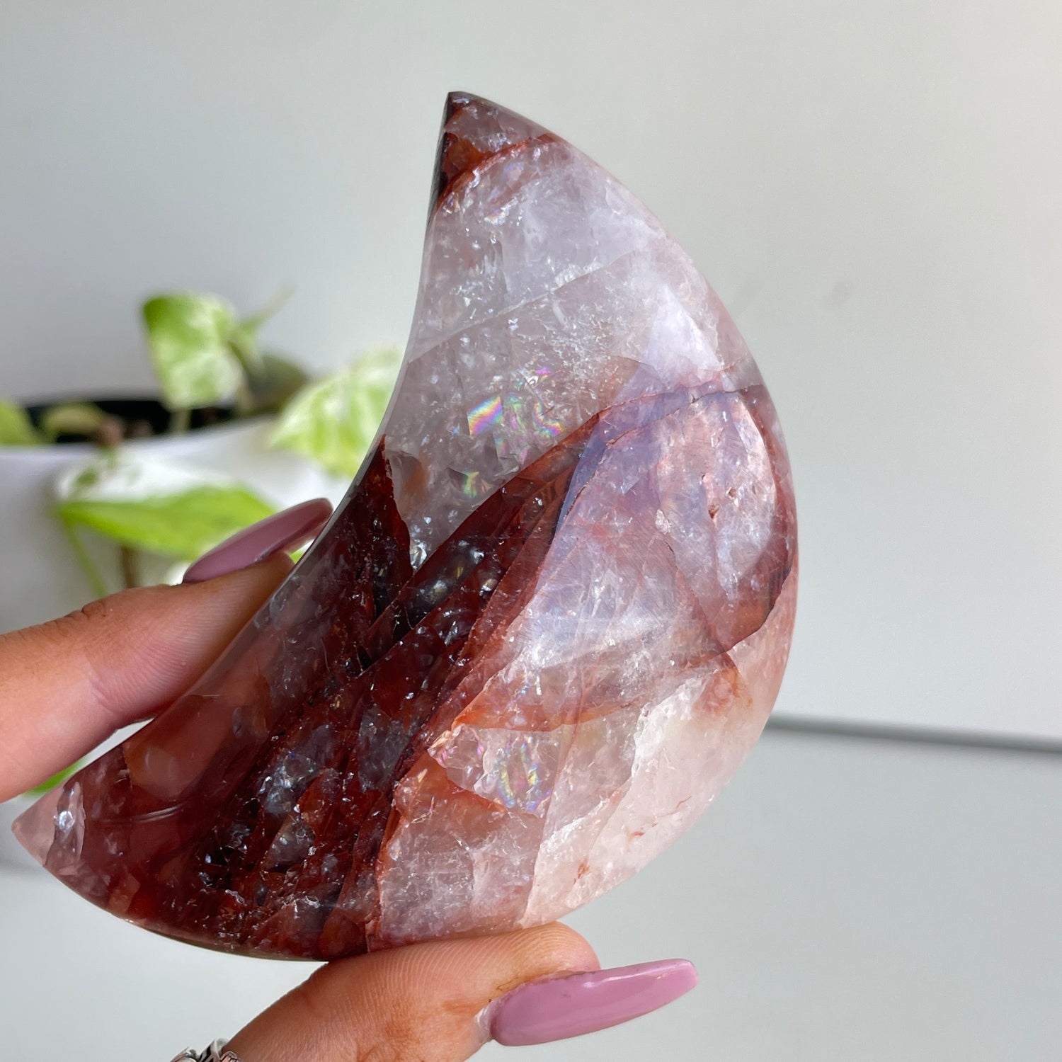 Fire Quartz Moon 9.2cm