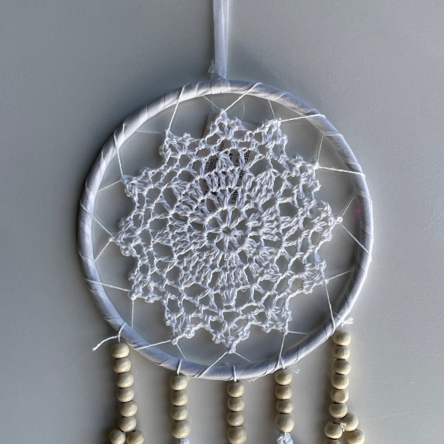 White Dreamcatcher With Beads DRECROBB