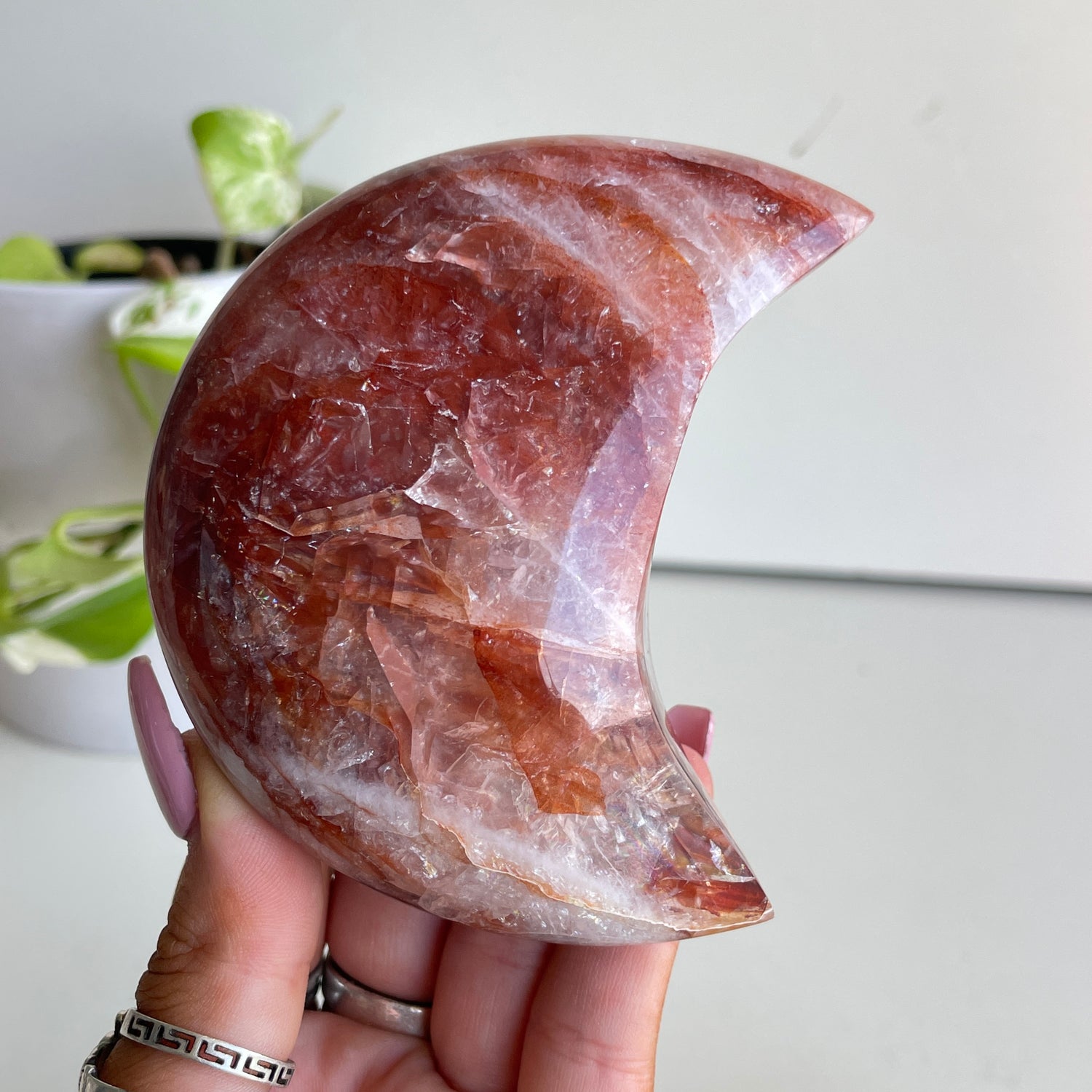 Fire Quartz Moon 8.8cm