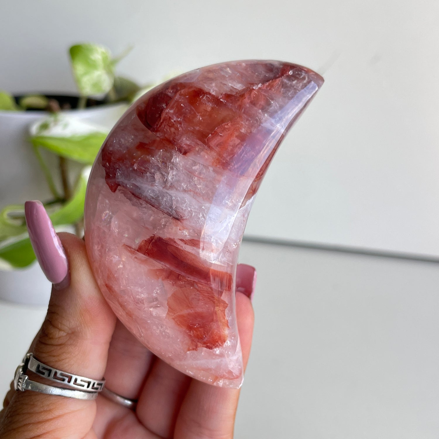 Fire Quartz Moon 8cm