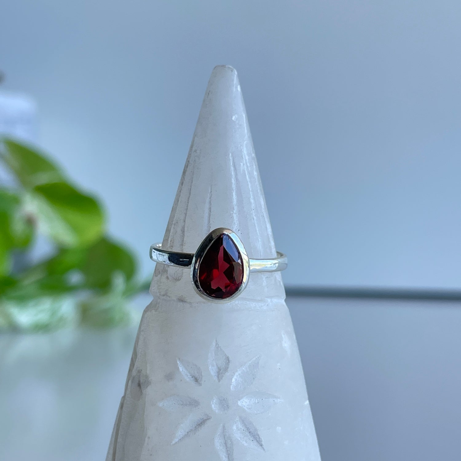 Garnet Teardrop Ring