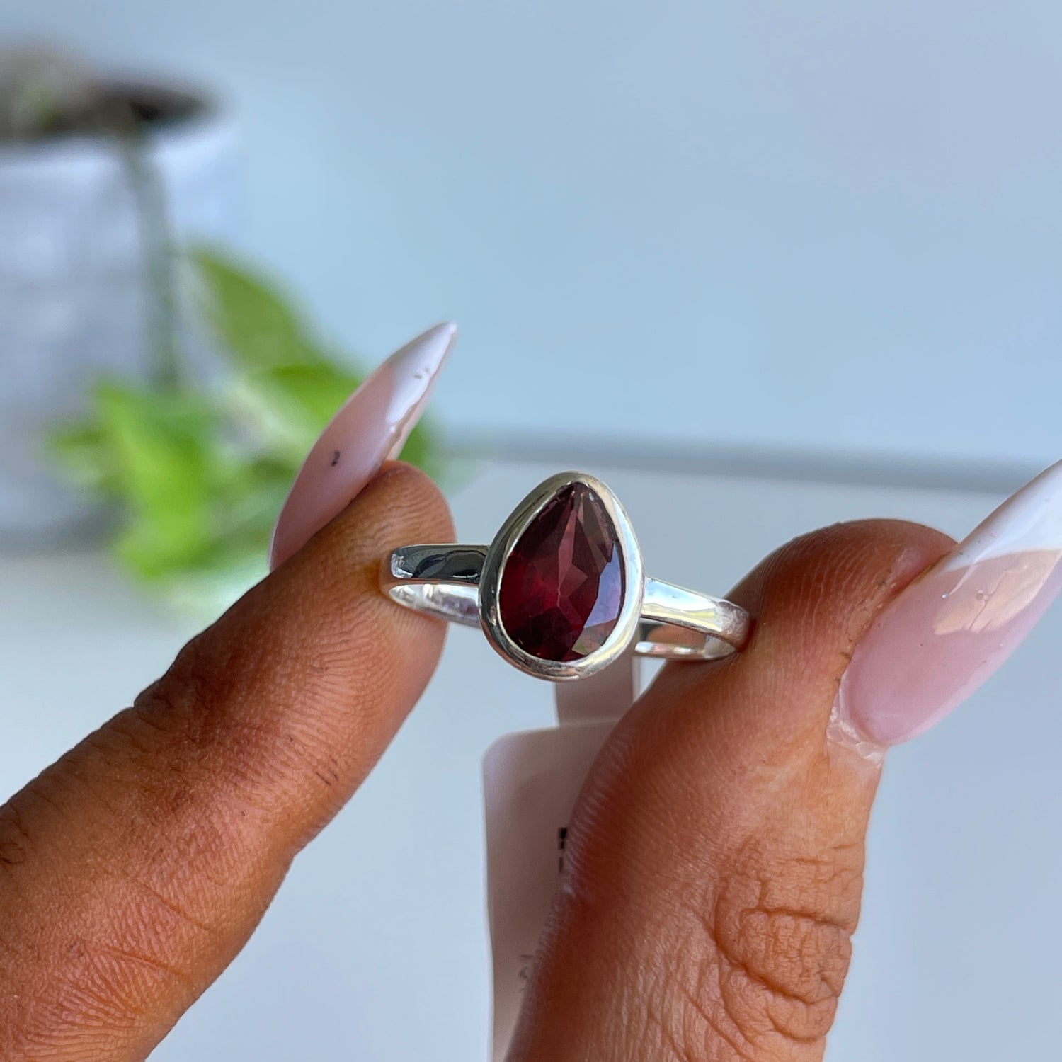 Garnet Teardrop Ring