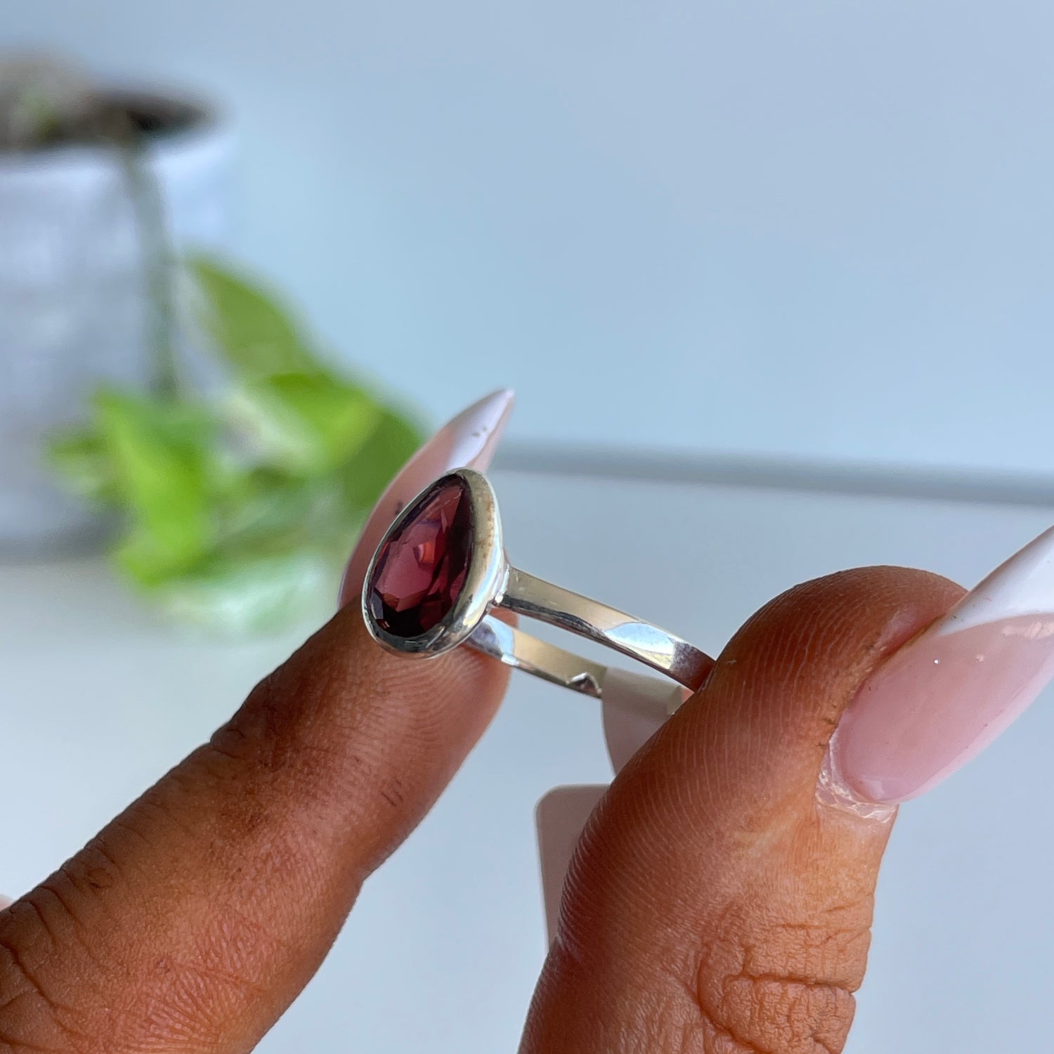 Garnet Teardrop Ring