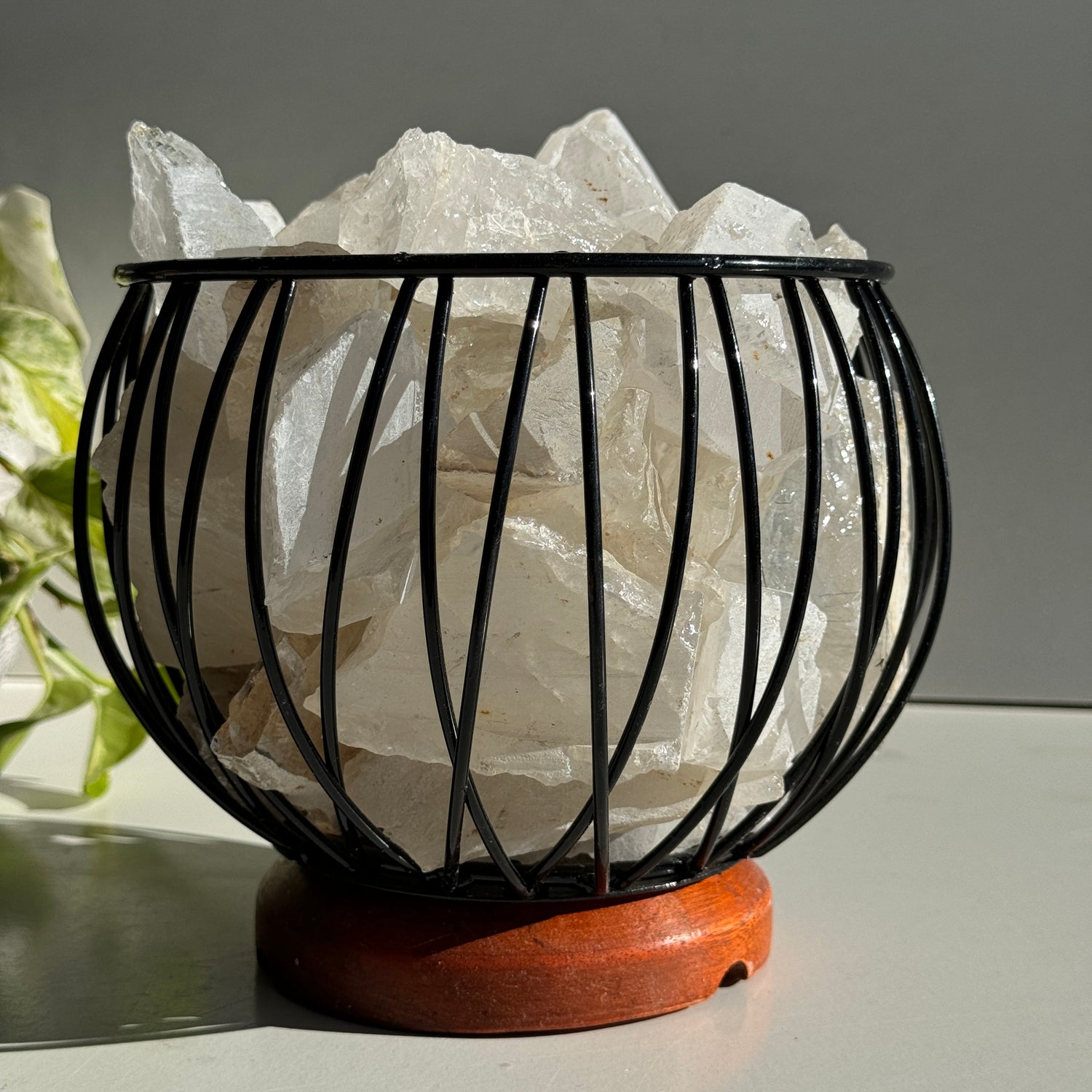 Clear Quartz Crystal Cage Lamp