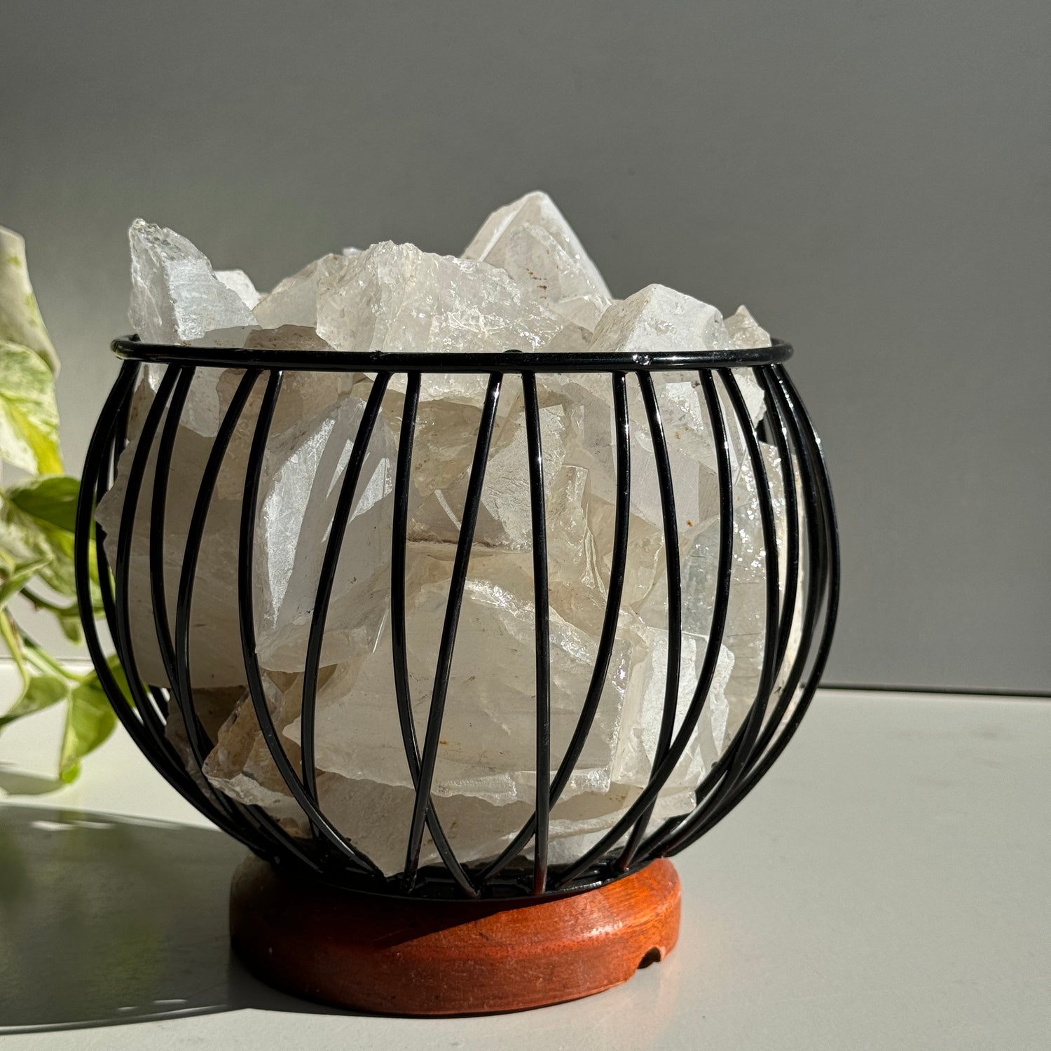 Clear Quartz Crystal Cage Lamp
