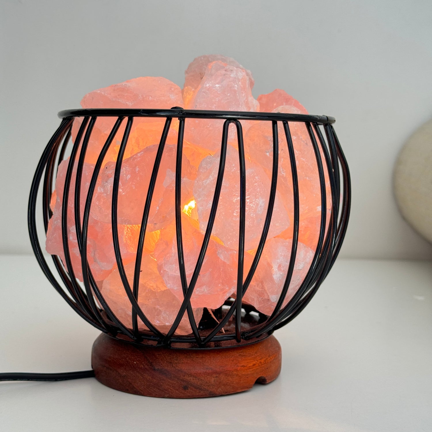 Rose Quartz Crystal Cage Lamp