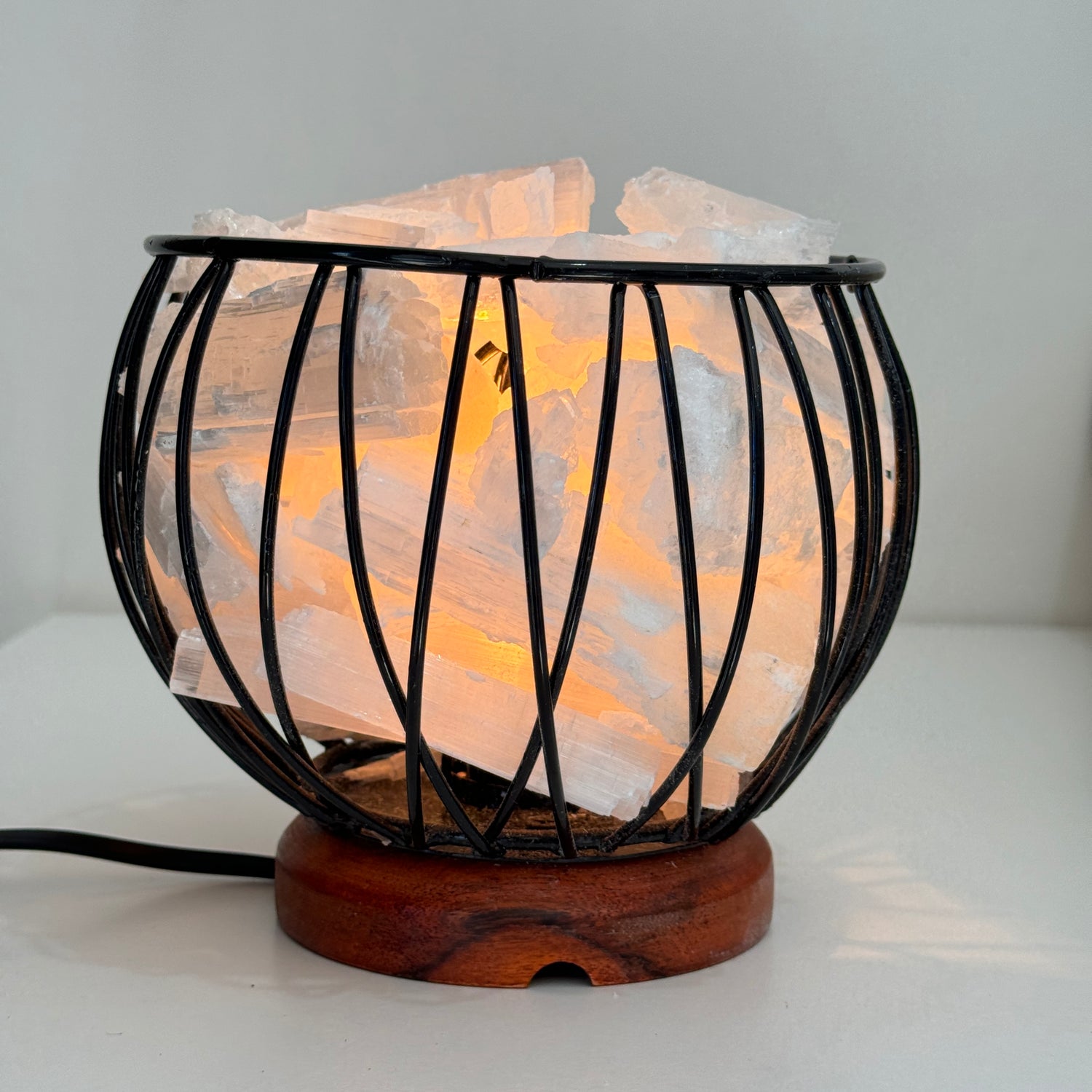 Selenite Crystal Cage Lamp
