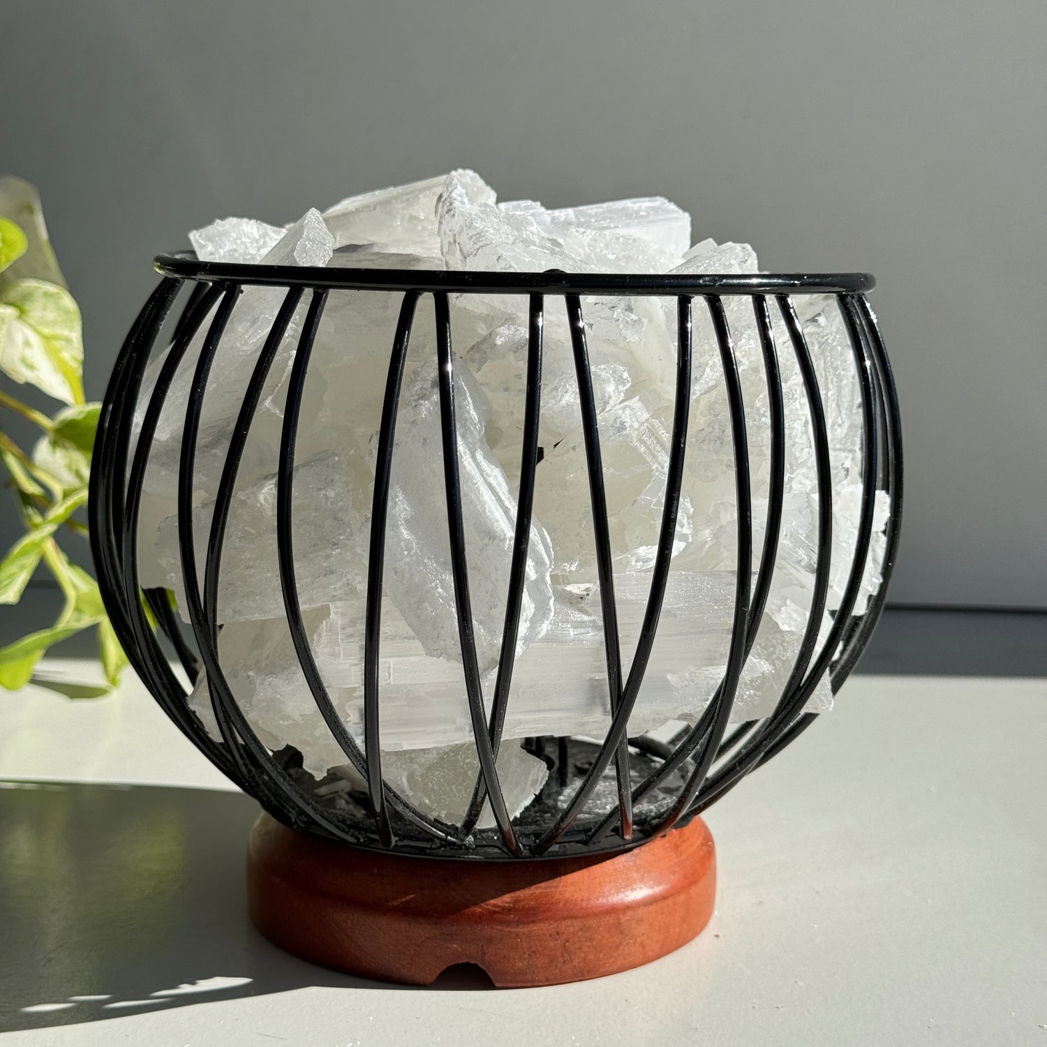 Selenite Crystal Cage Lamp
