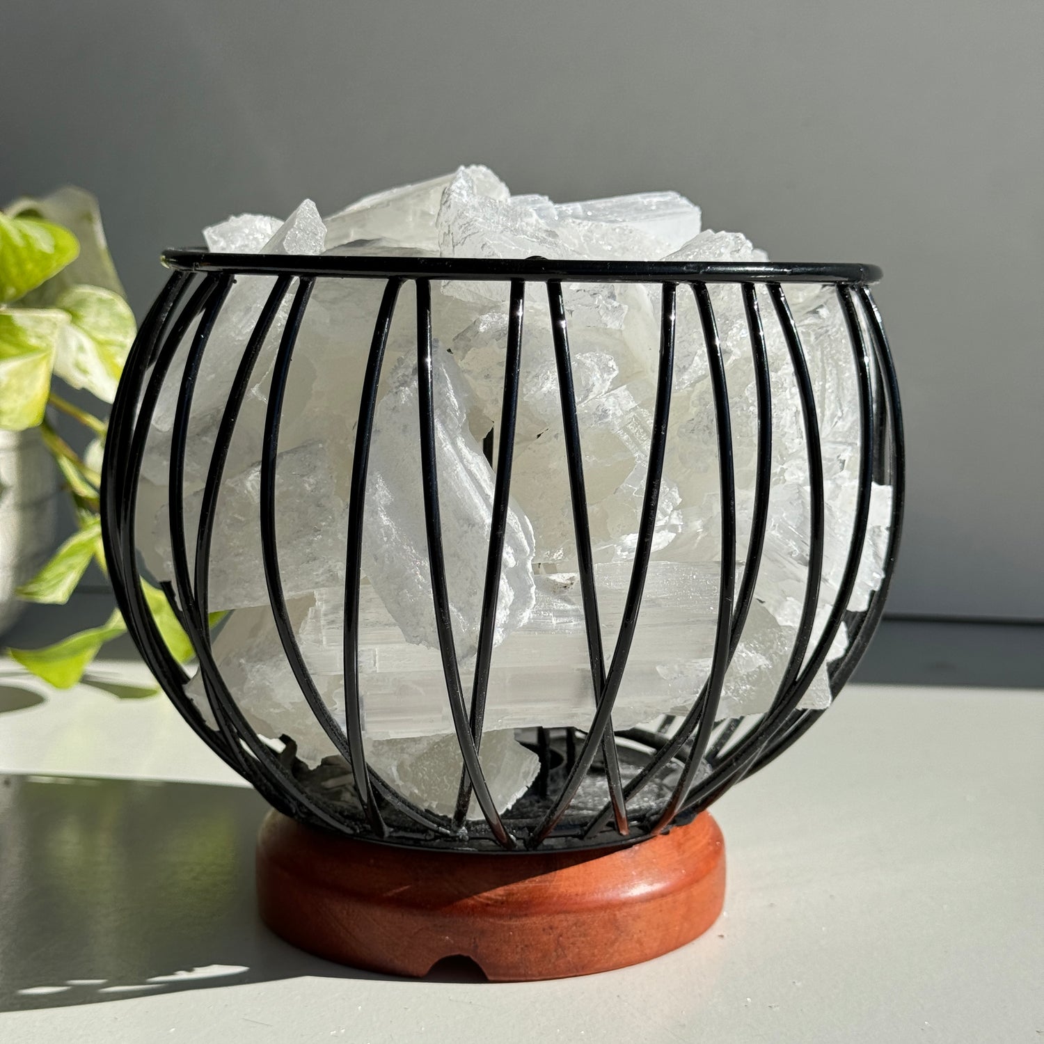 Selenite Crystal Cage Lamp