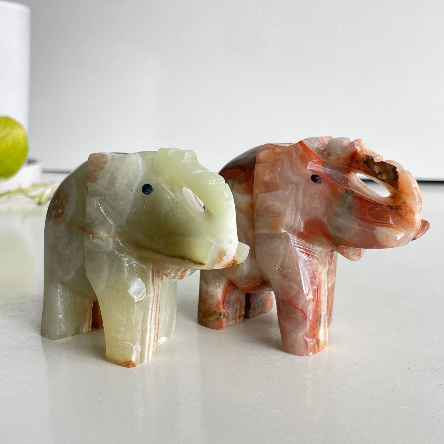 Green Onyx Elephants