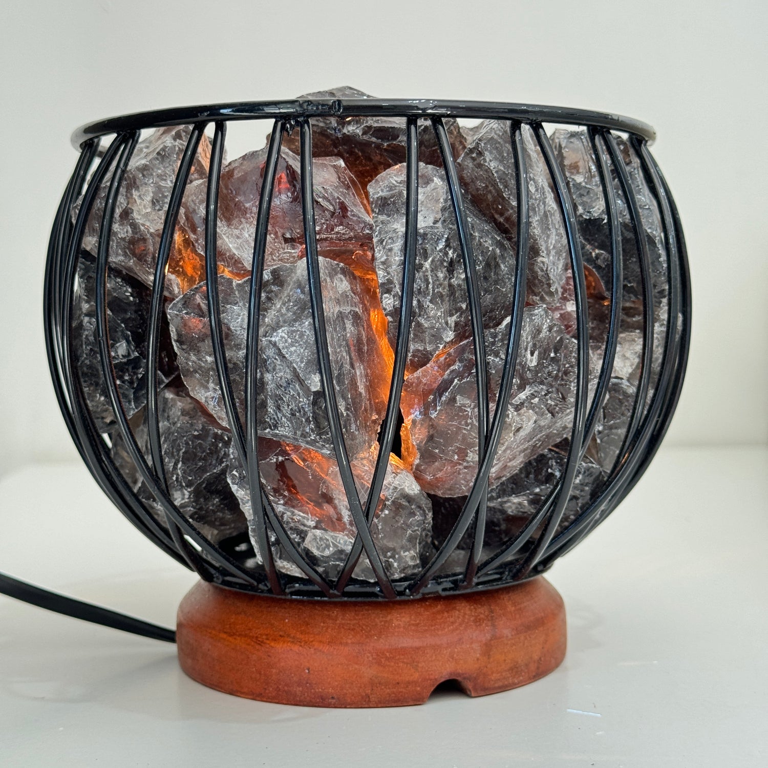 Smoky Quartz Crystal Cage Lamp