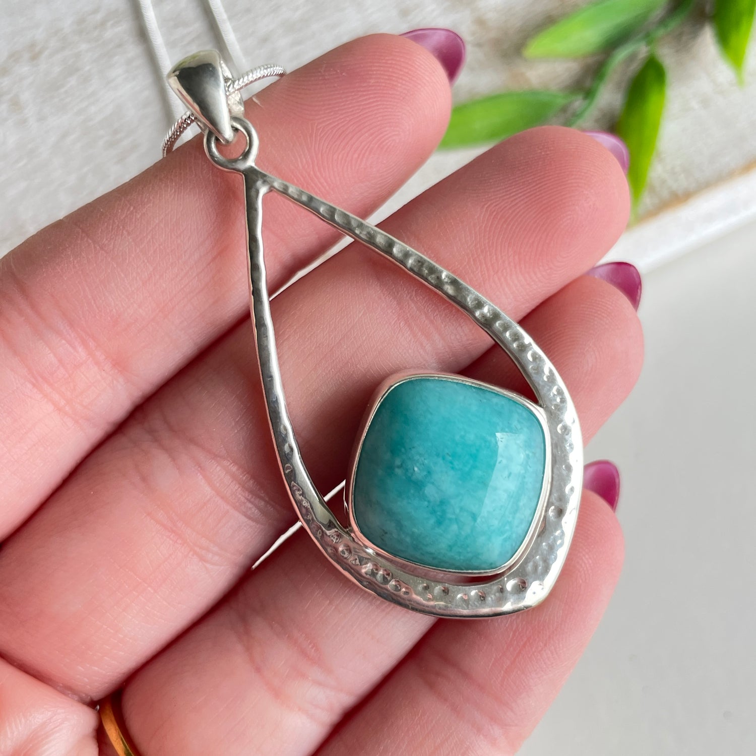 Amazonite Diamond Shaped Pendant 002
