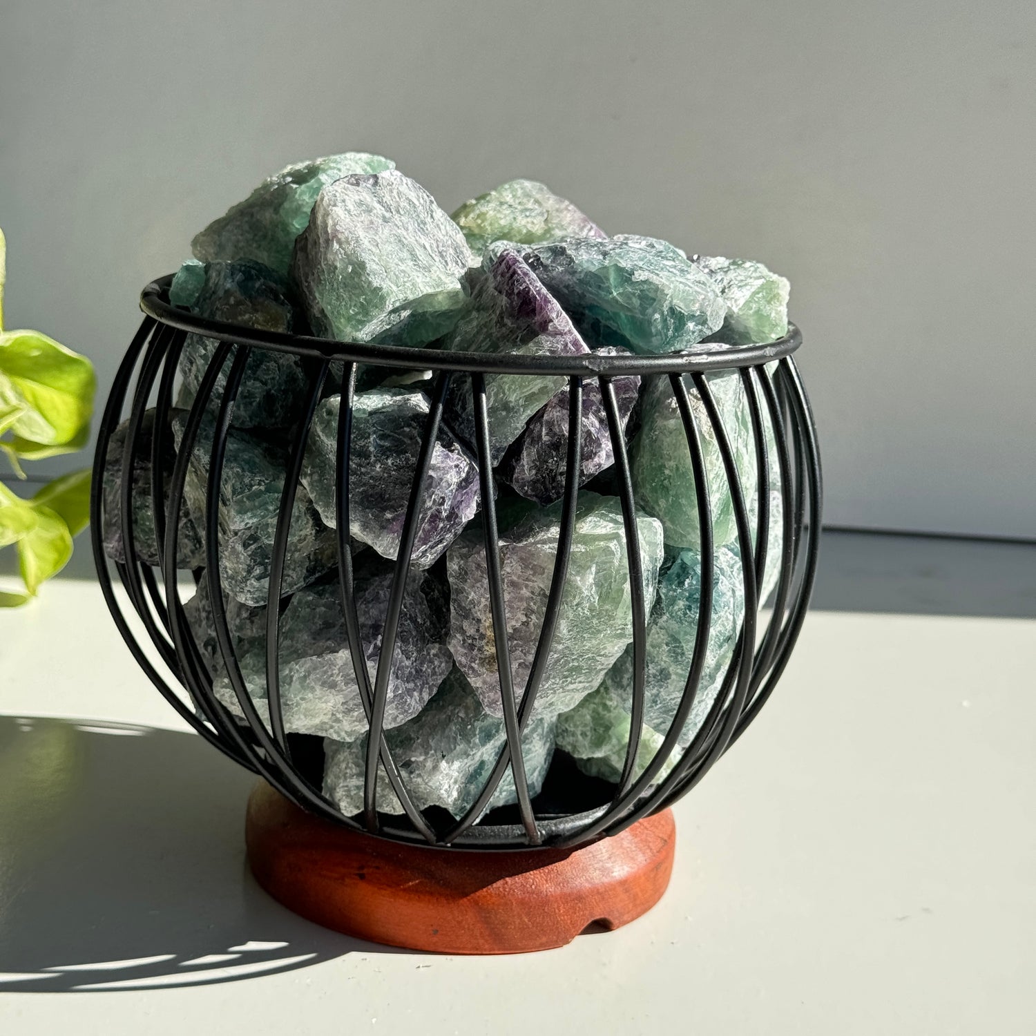 Fluorite Crystal Cage Lamp
