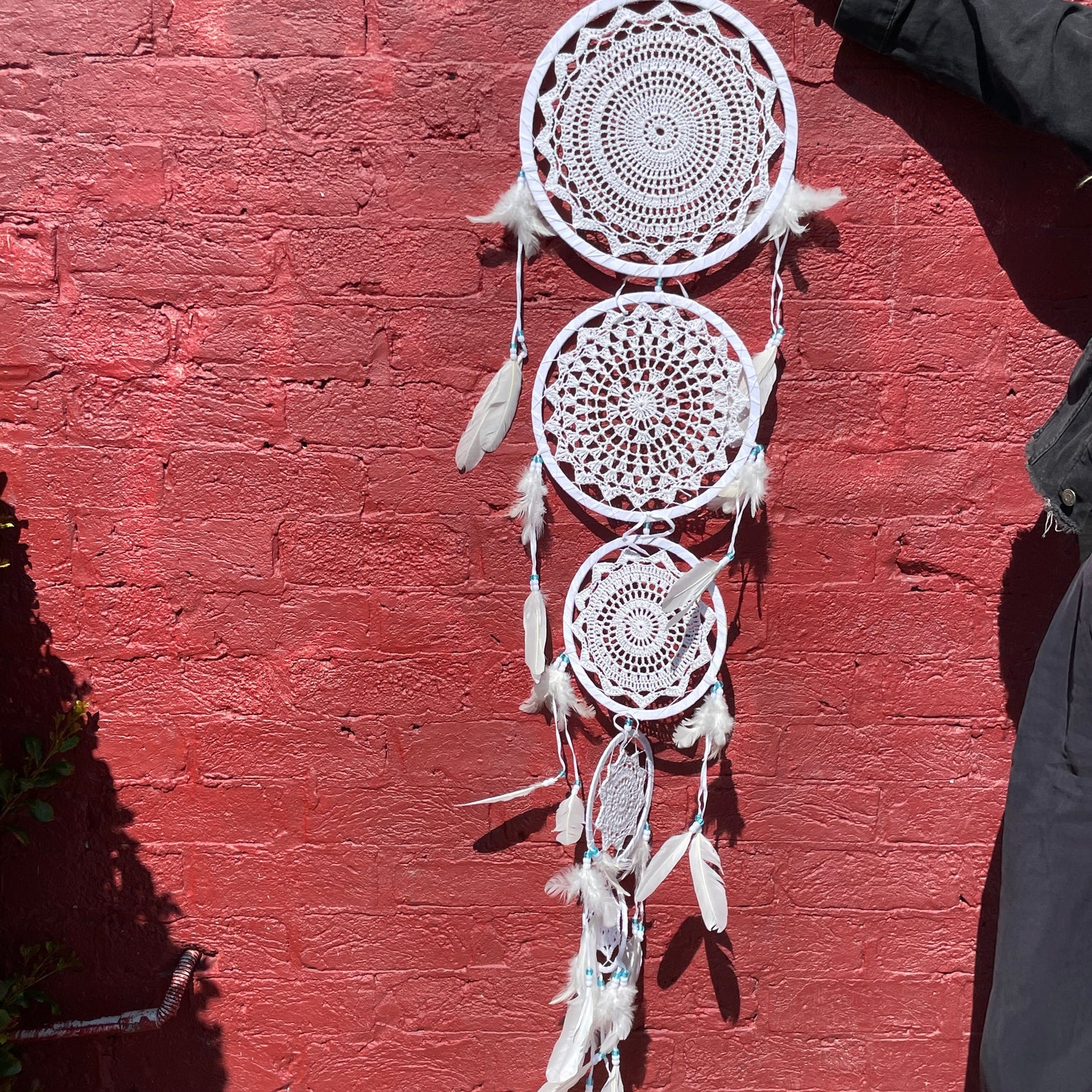 5 Ring Dreamcatcher White Blue Beads Dreamcatcher DC187
