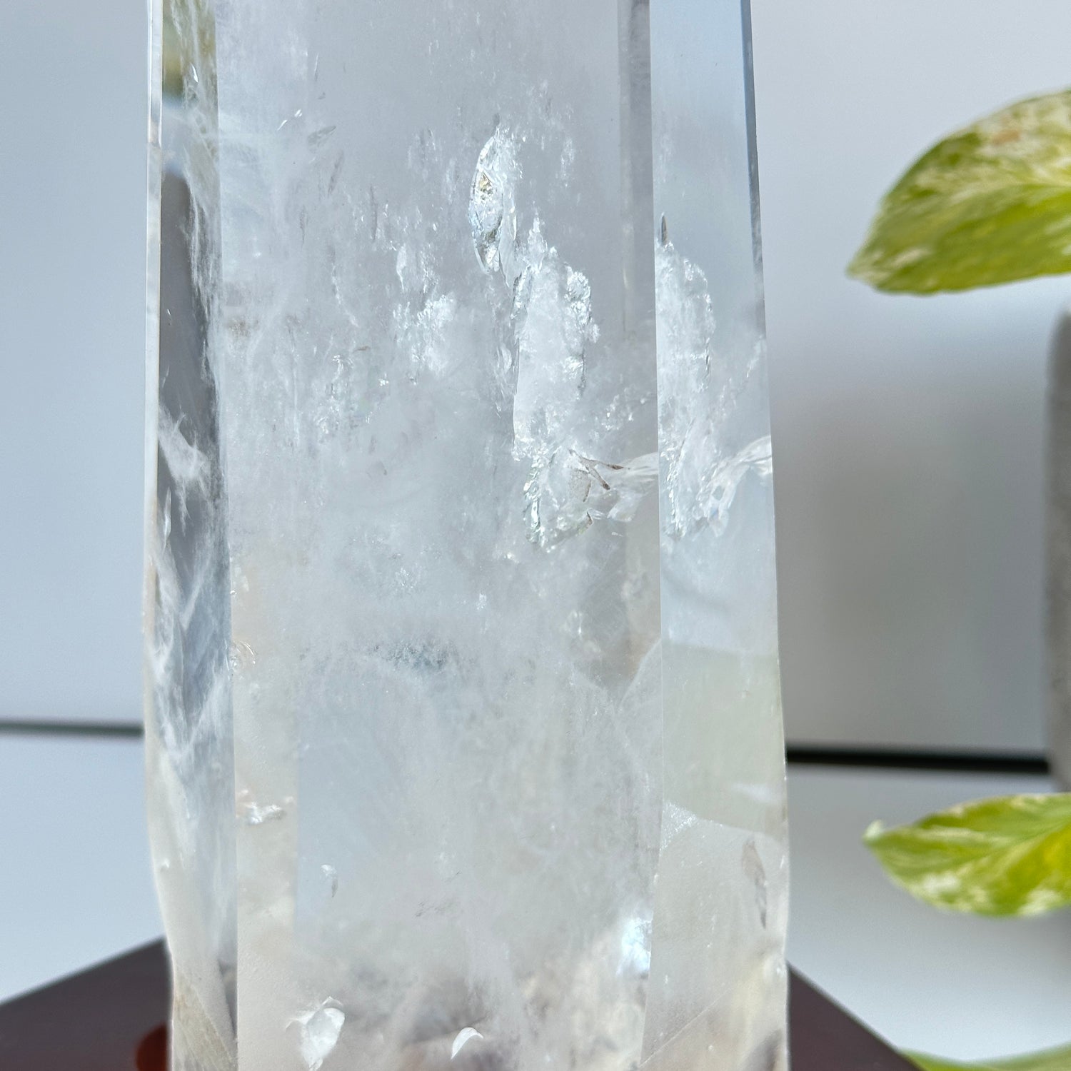 Blue Needle Quartz With Phantom Point In Stand 23.5cm
