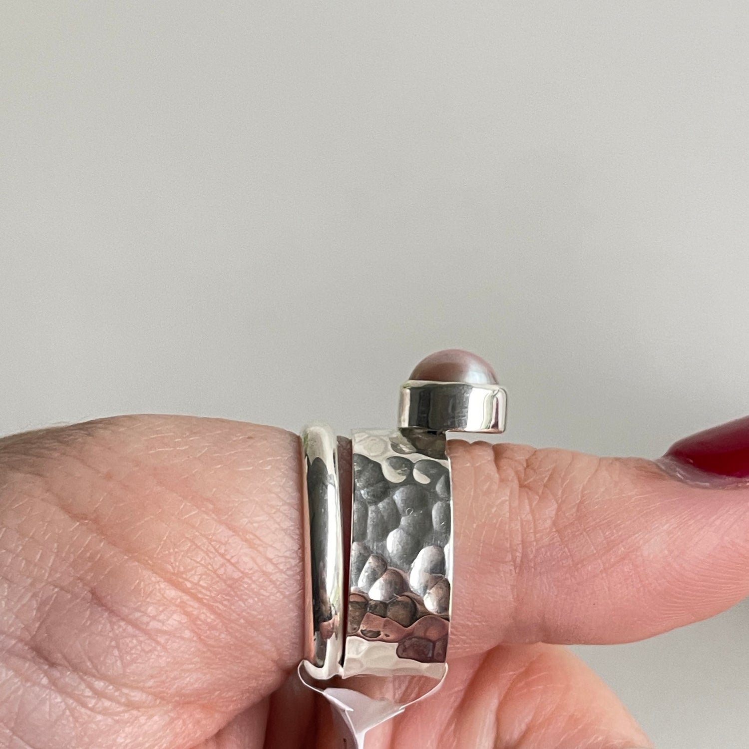 Pink Pearl Round Ring Sz7 002