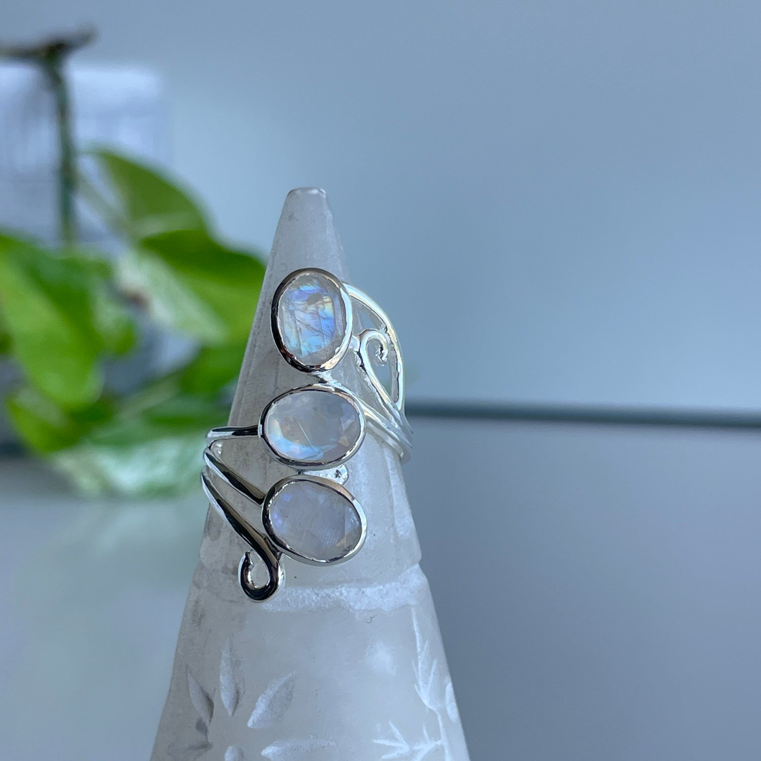 Moonstone Multi Stone Ring Sz7