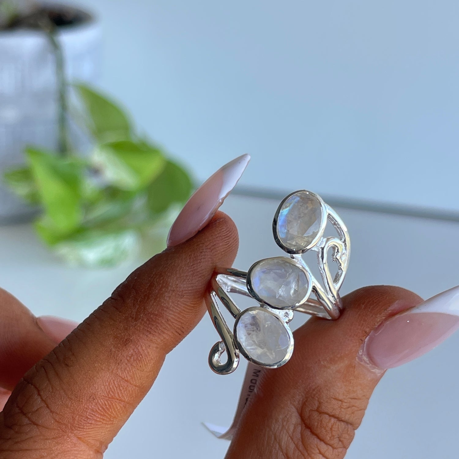 Moonstone Multi Stone Ring Sz9