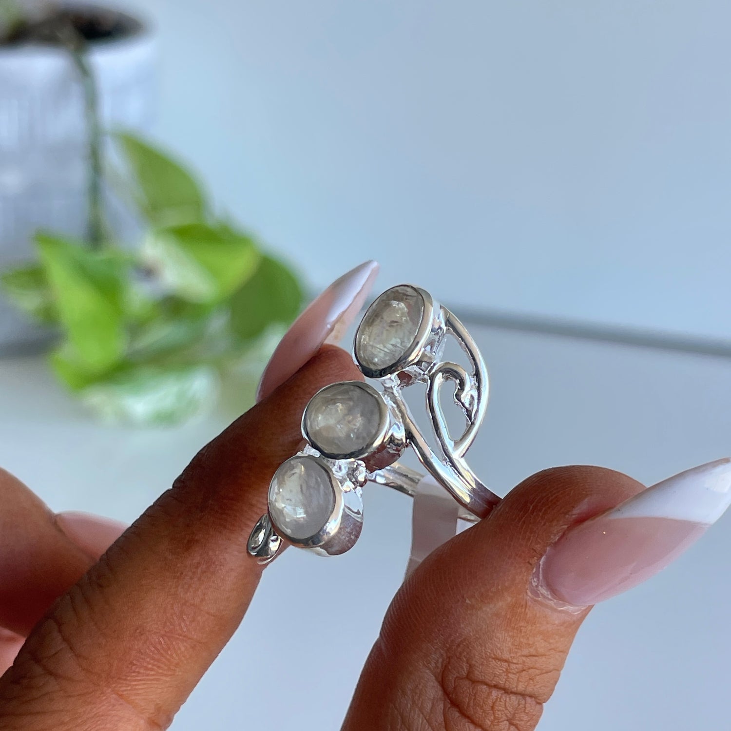 Moonstone Multi Stone Ring Sz9