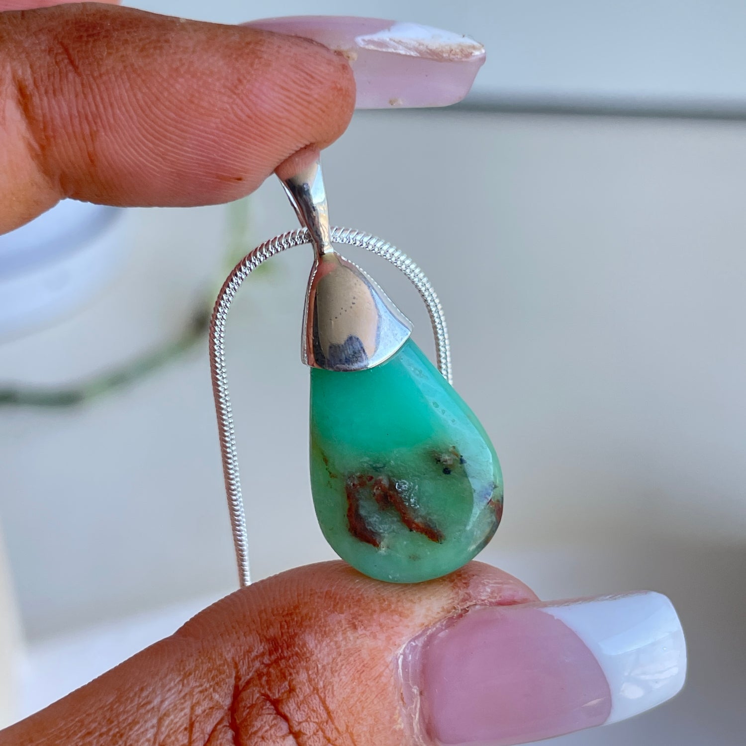 Chrysoprase Drop Pendant