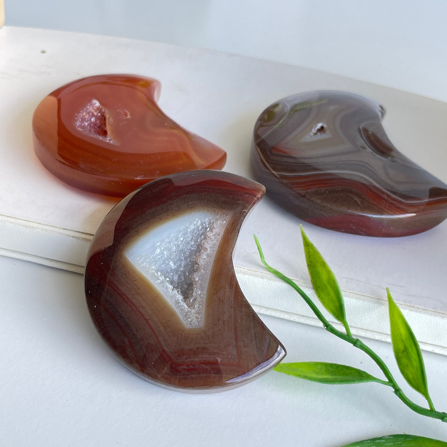 Carnelian Druzy Moon
