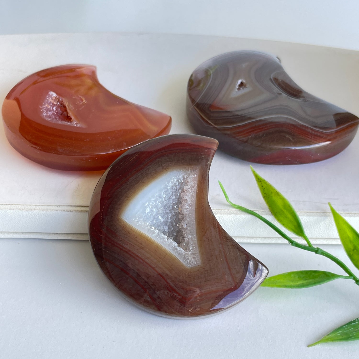 Carnelian Druzy Moon