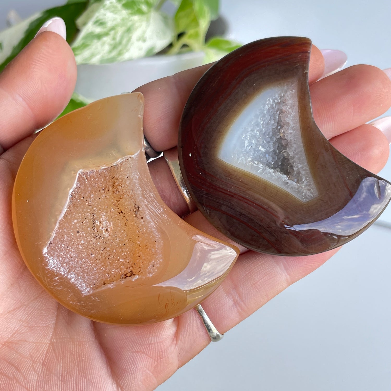 Carnelian Druzy Moon