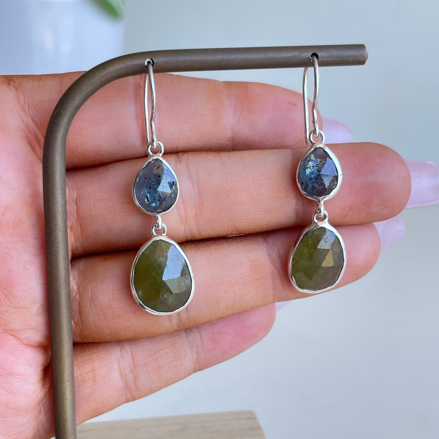 Kyanite and Vesuvianite Earrings