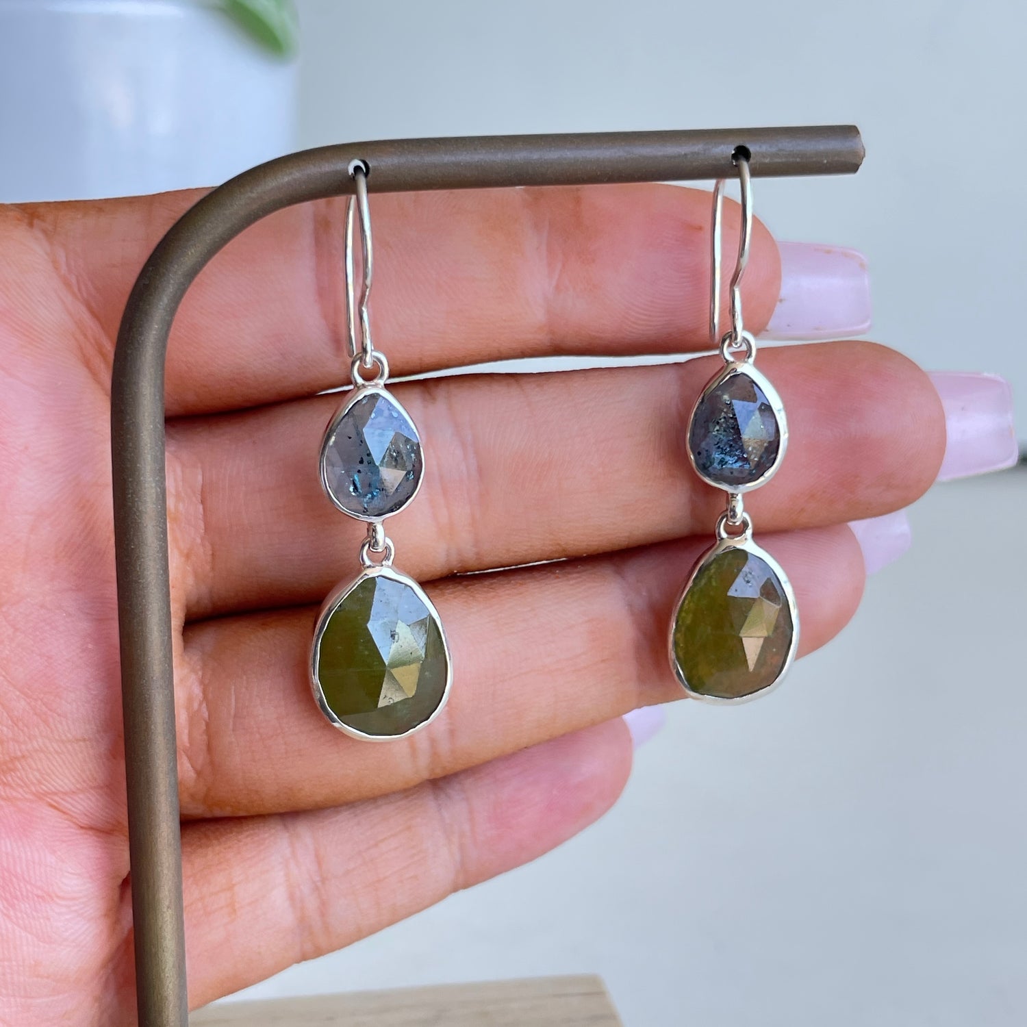 Kyanite and Vesuvianite Earrings