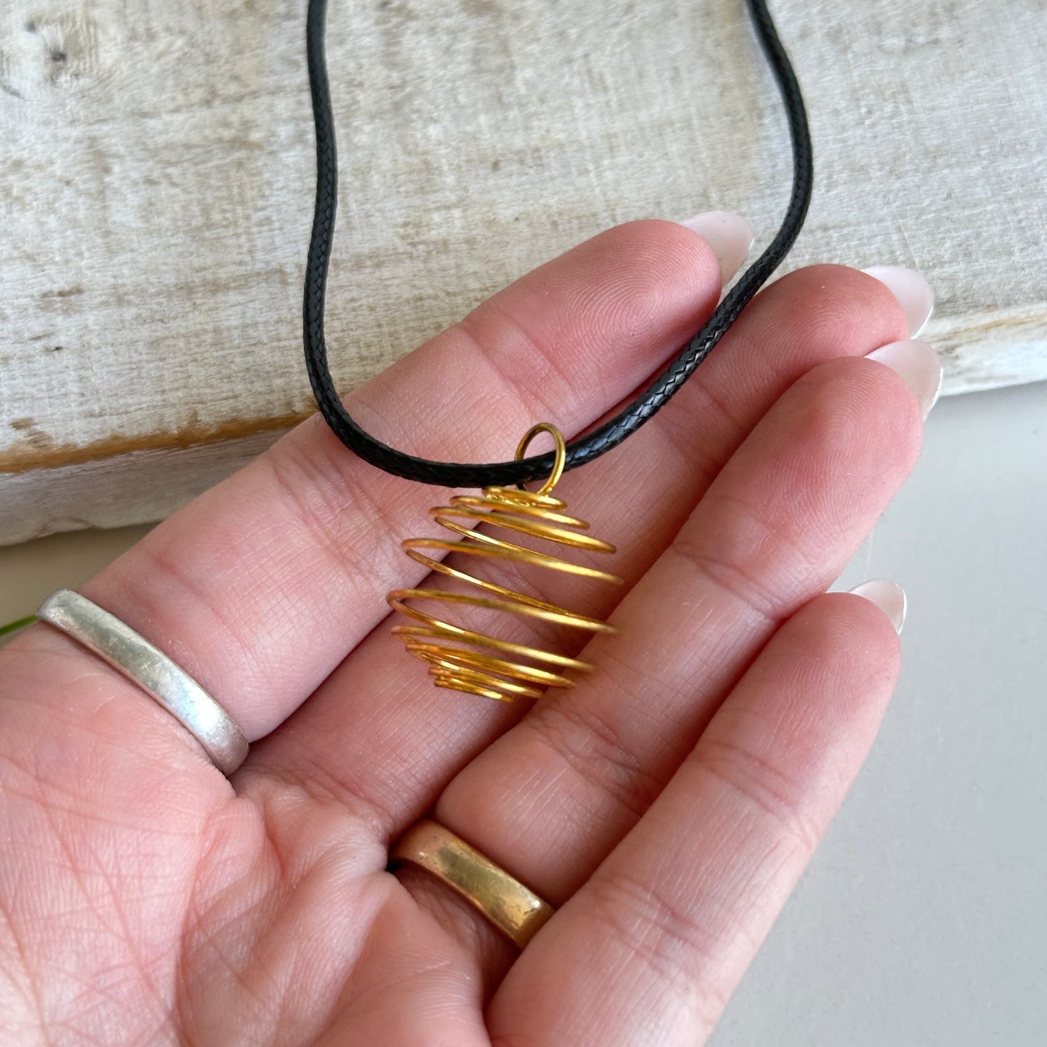 Spiral Cage Necklace Gold