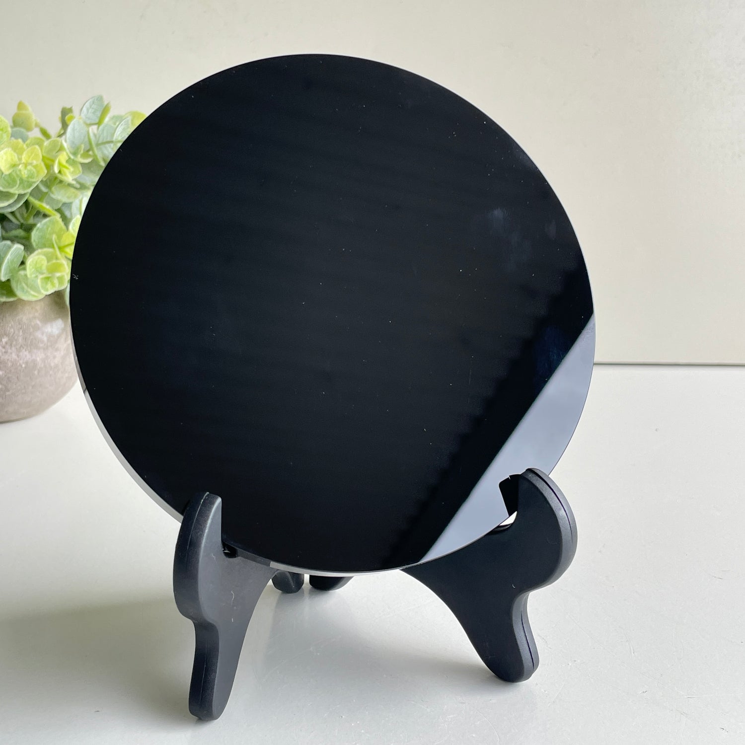 Black Obsidian Scrying Mirror In Stand 15cm
