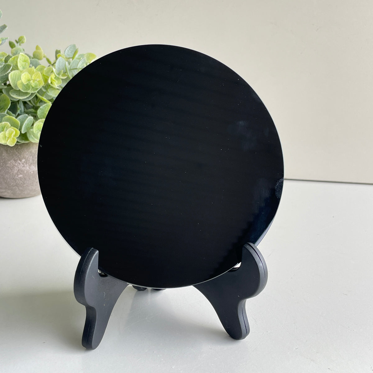Black Obsidian Scrying Mirror In Stand 15cm