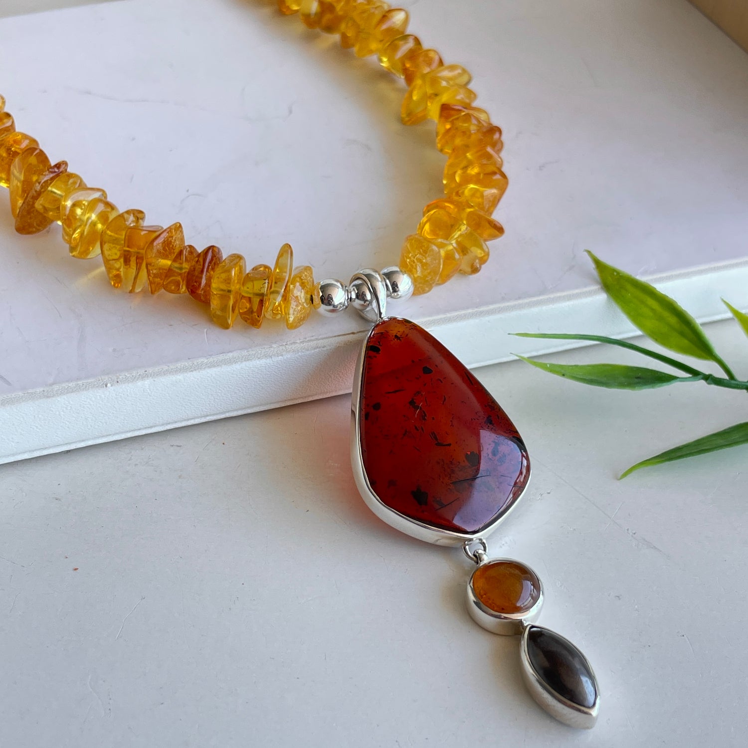 Amber and Hematite Necklace