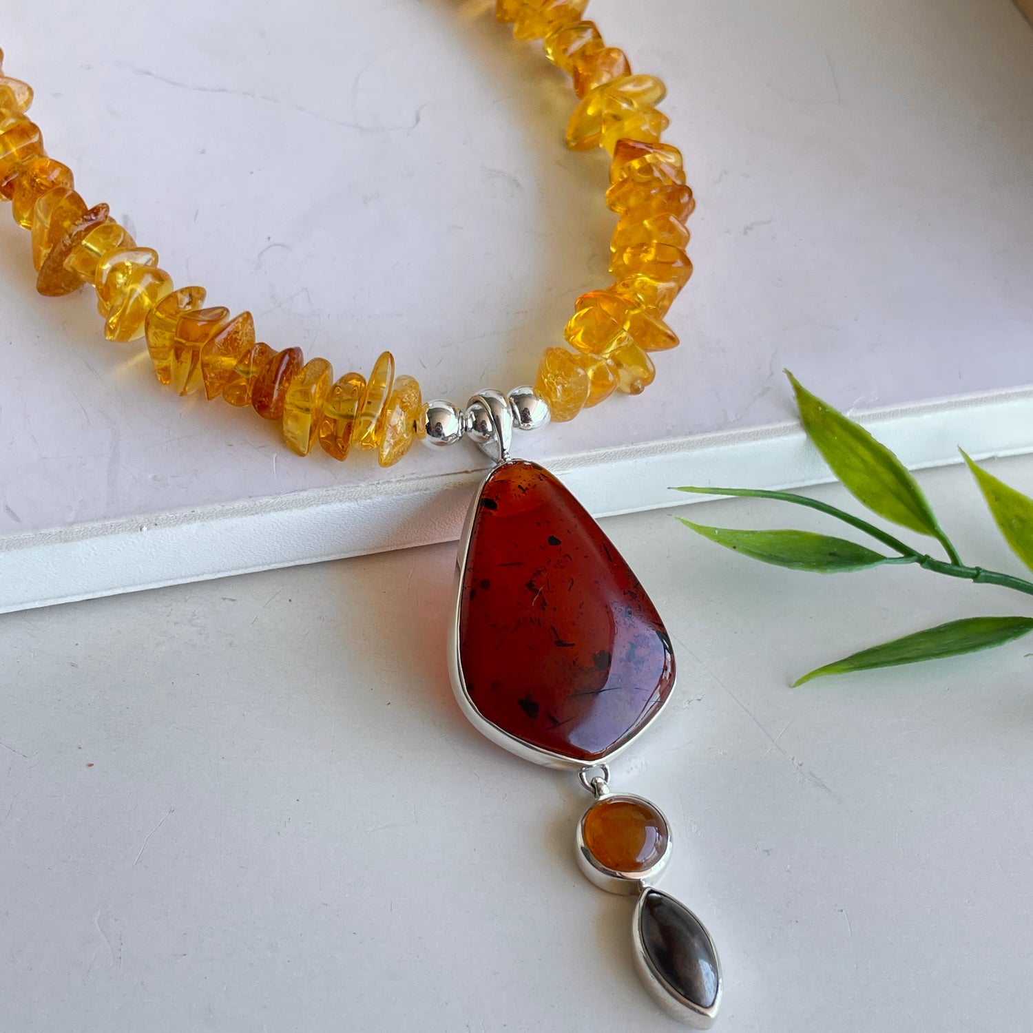 Amber and Hematite Necklace