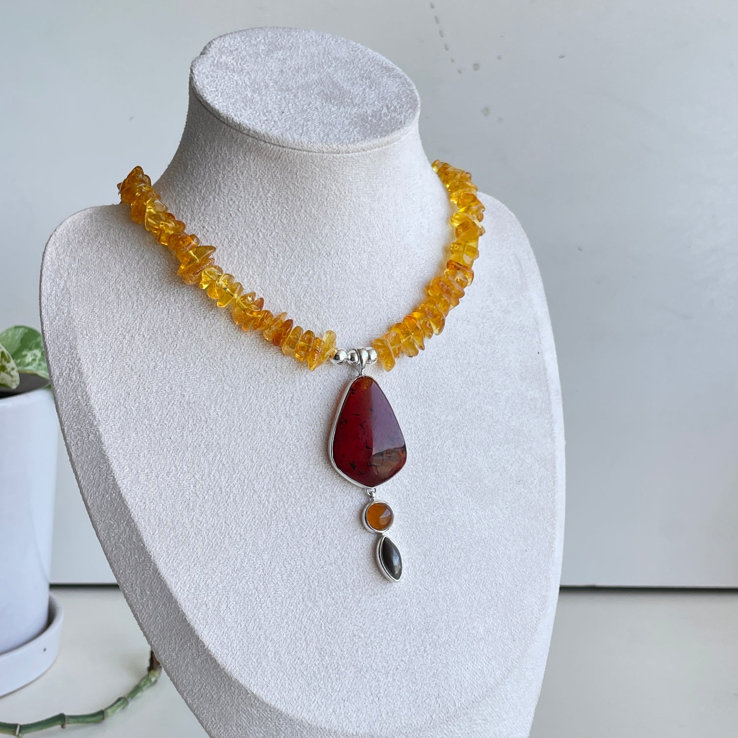 Amber and Hematite Necklace