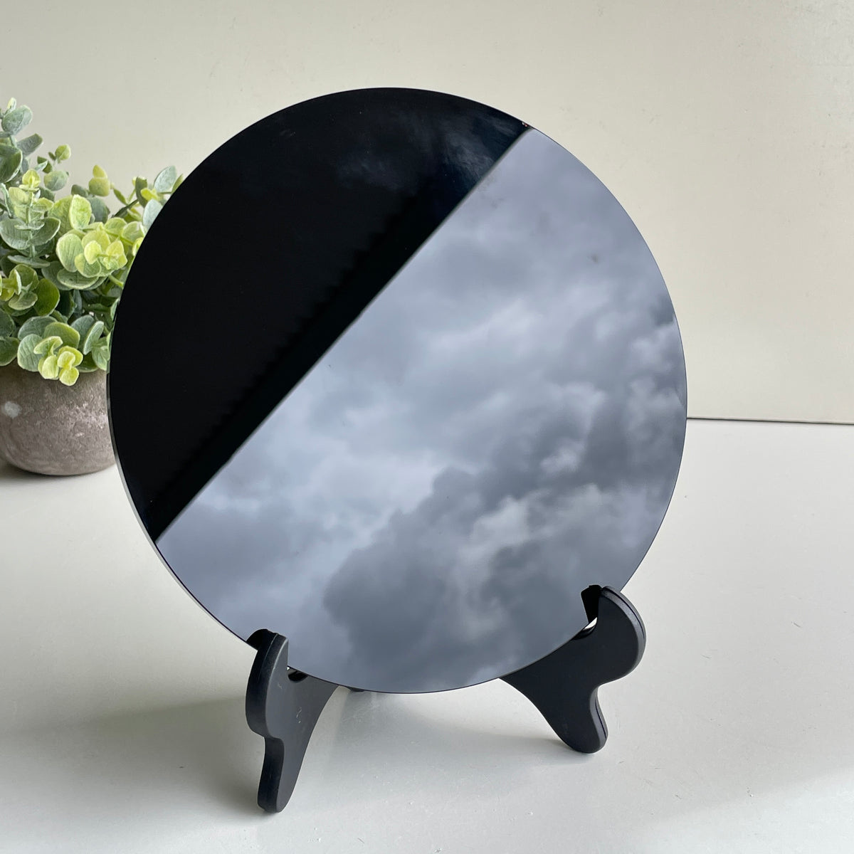 Black Obsidian Scrying Mirror In Stand 19.5cm