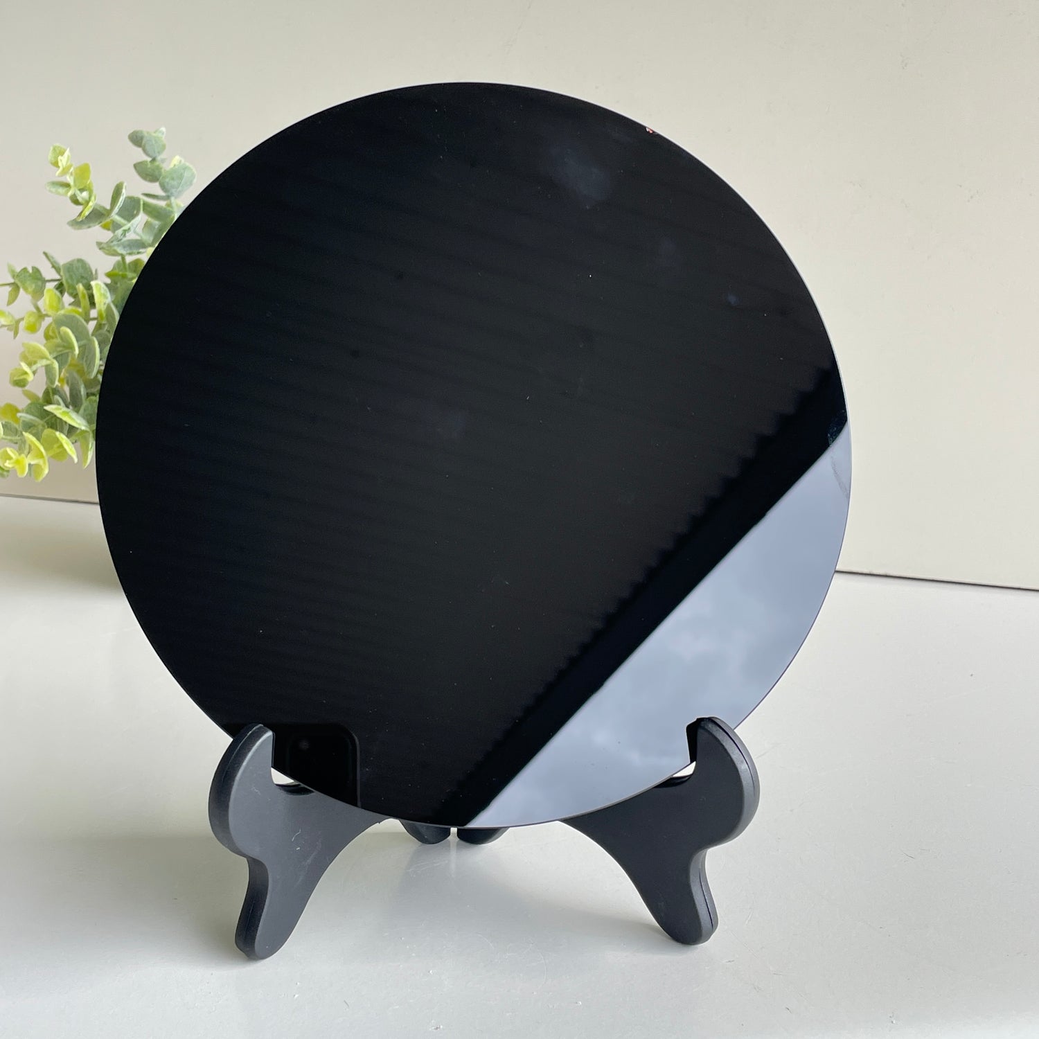 Black Obsidian Scrying Mirror In Stand 19.5cm