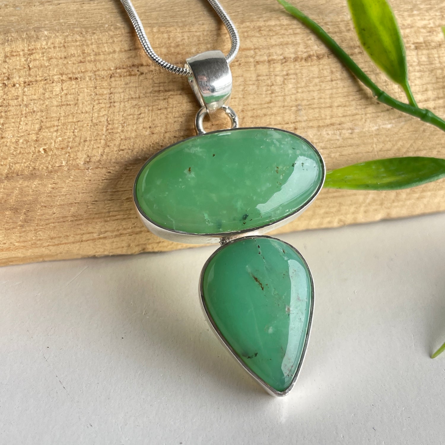 Double Chrysoprase Pendant