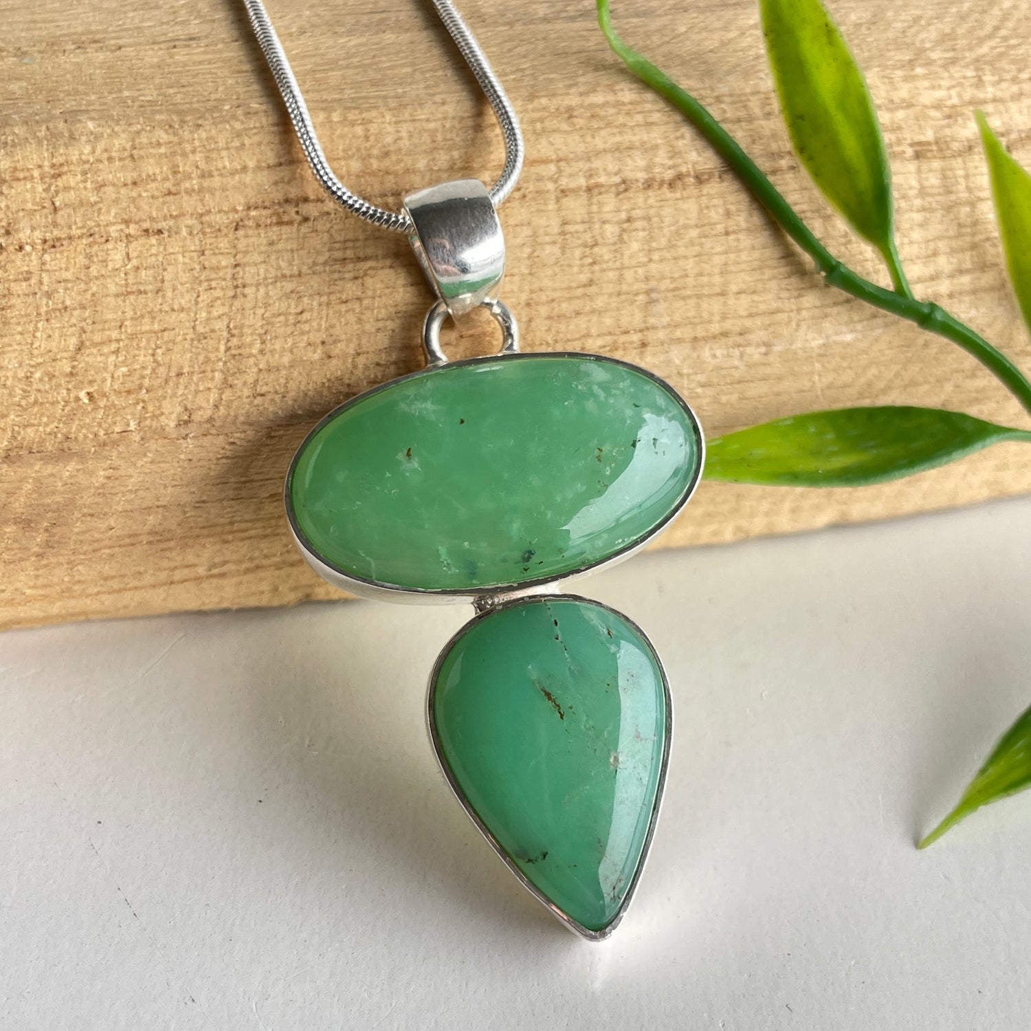 Double Chrysoprase Pendant