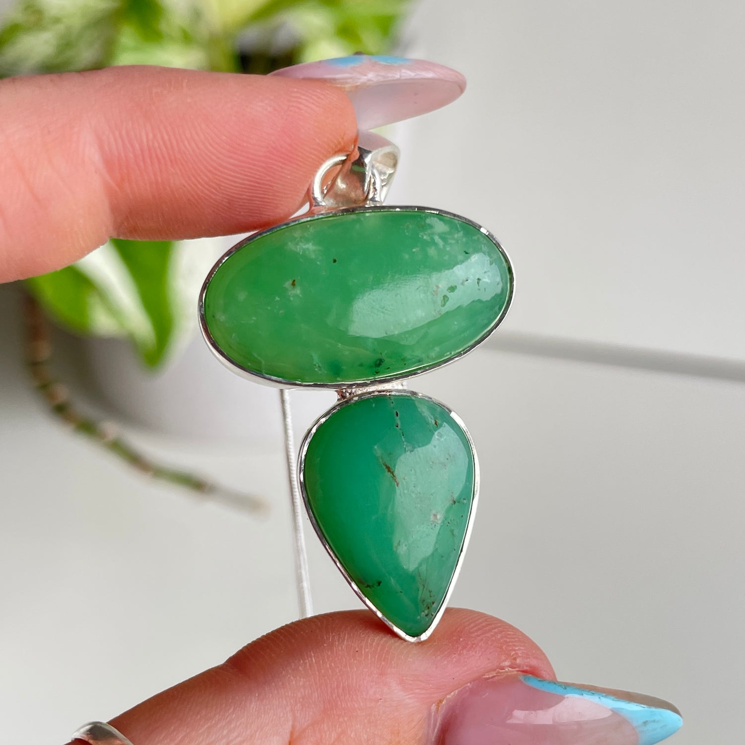 Double Chrysoprase Pendant