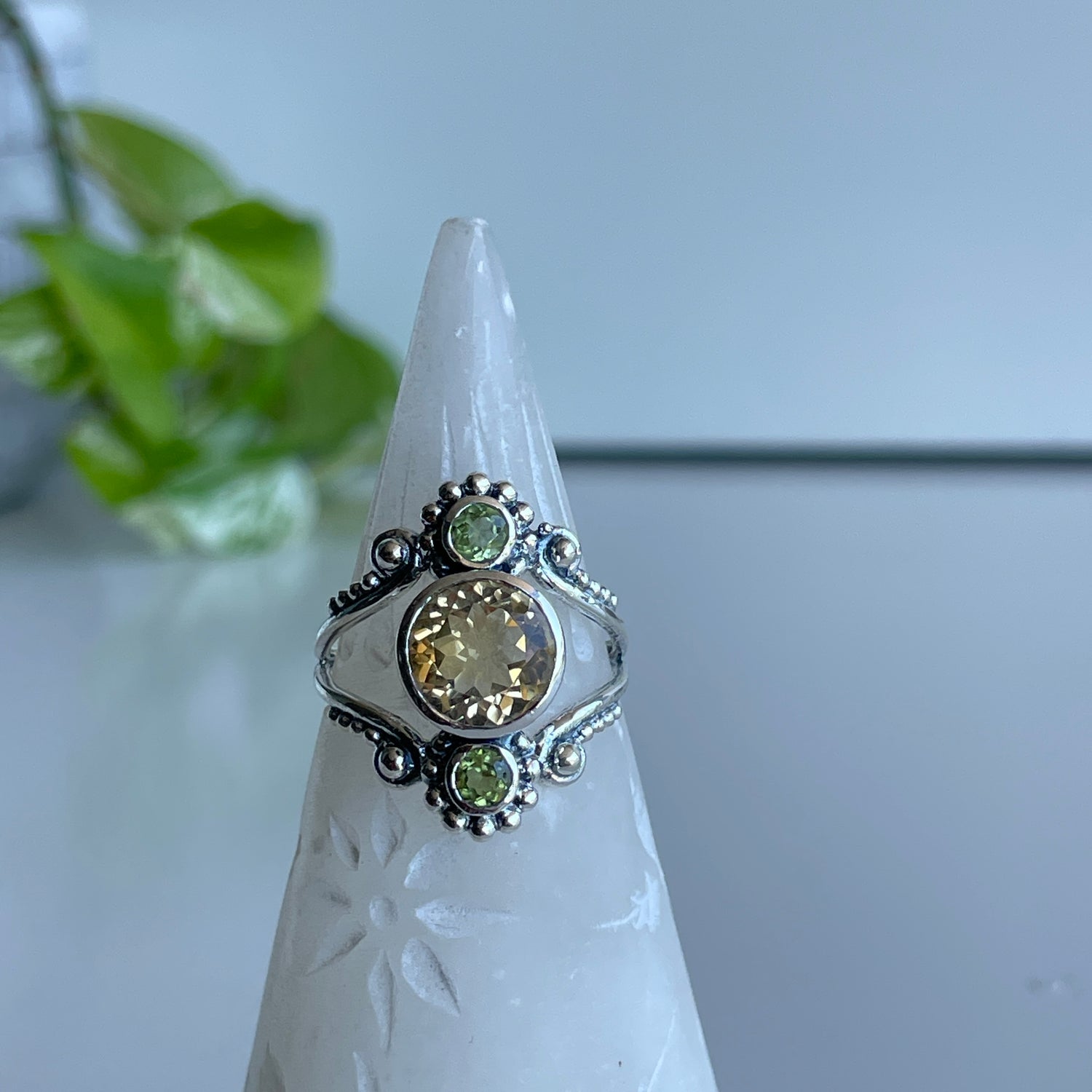 Citrine & Peridot Detailed Ring