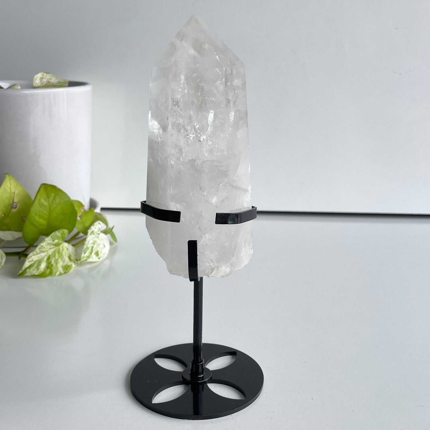 Clear Quartz Point In Stand - High Quality 13.5cm