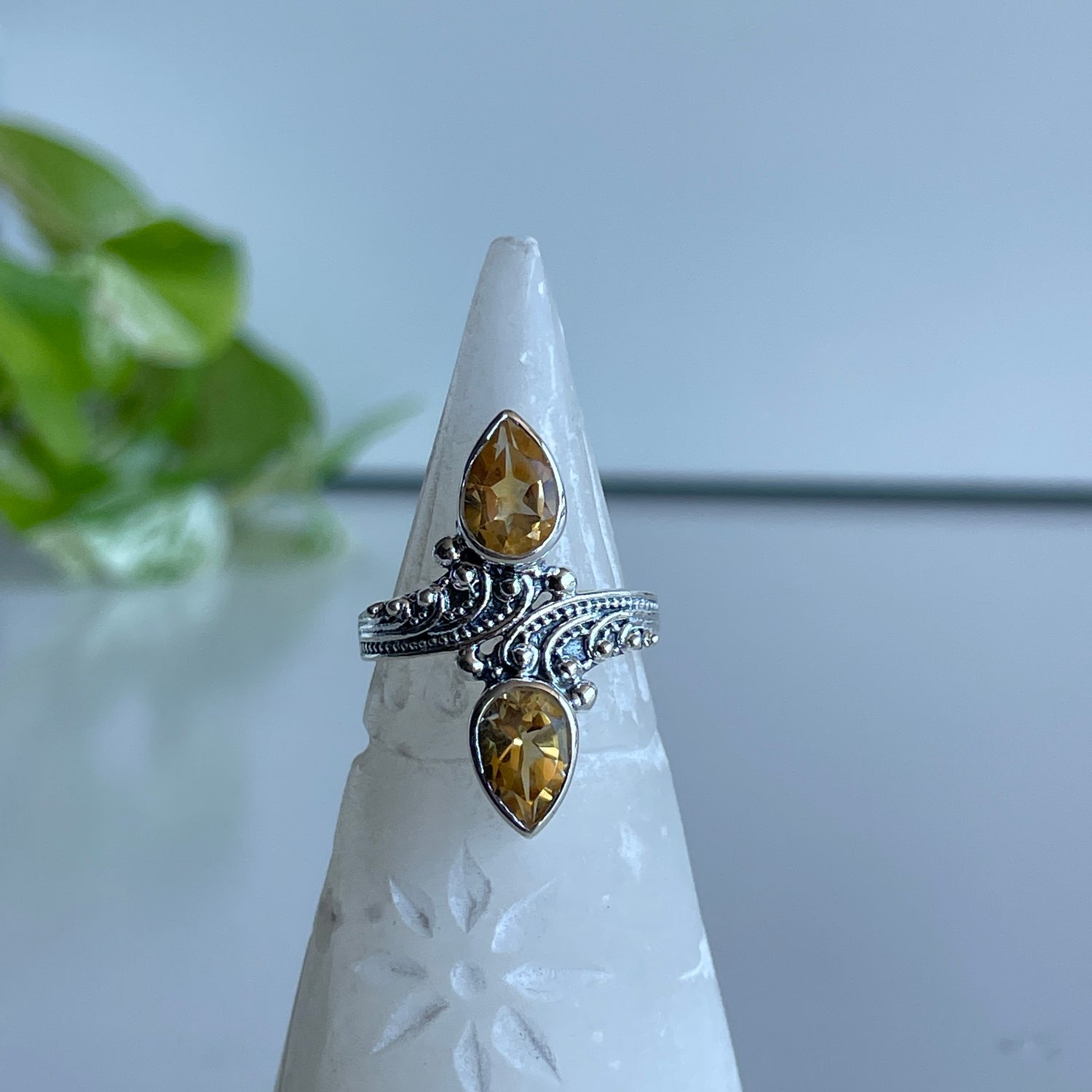 Citrine Double Teardrop Ring R4845
