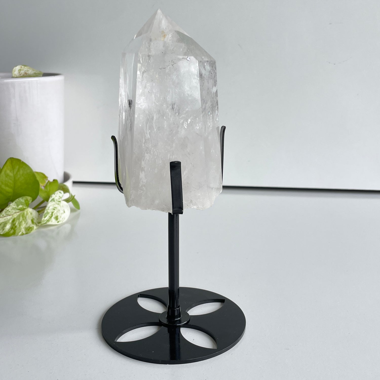 Clear Quartz Point In Stand - High Quality 12.3cm