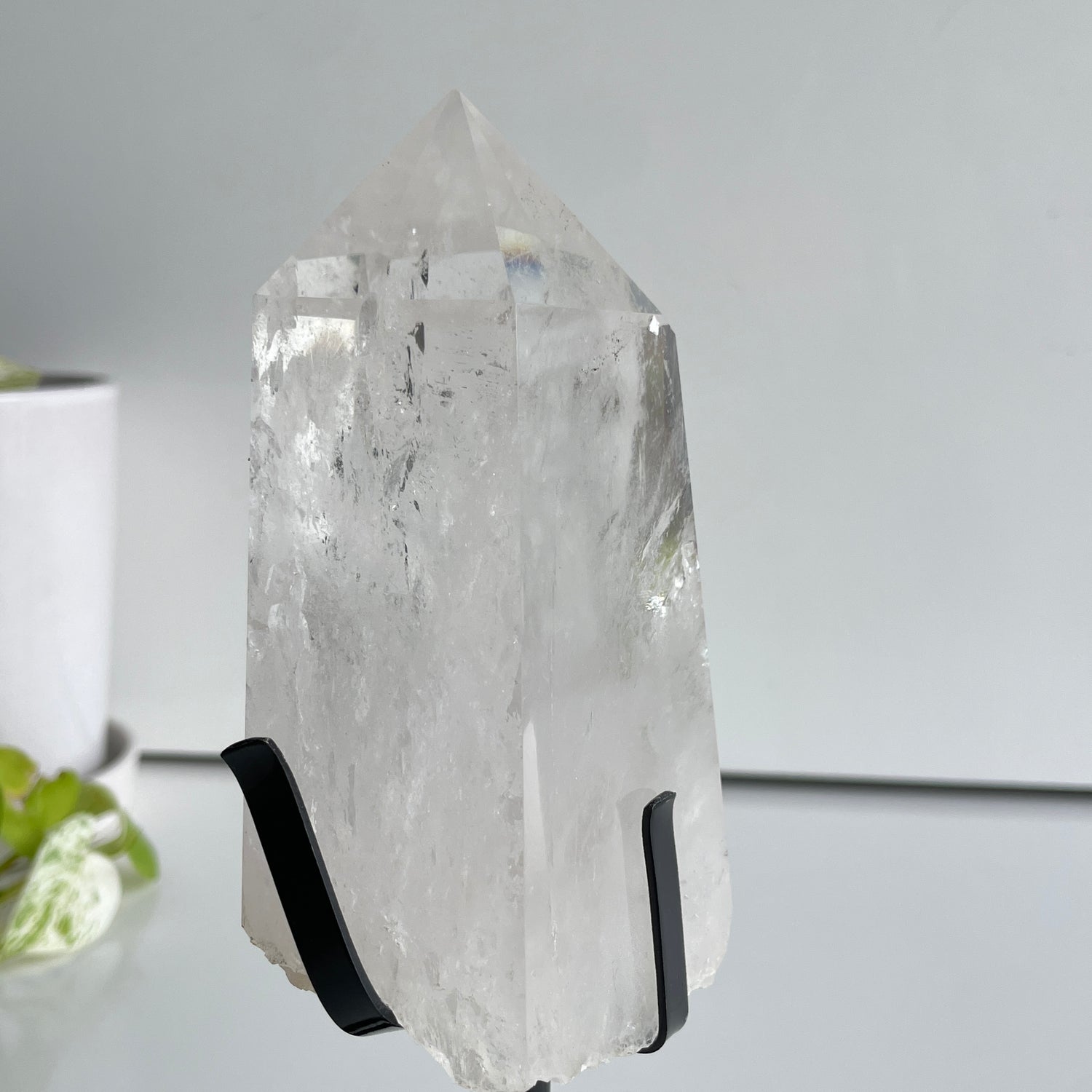 Clear Quartz Point In Stand - High Quality 12.3cm