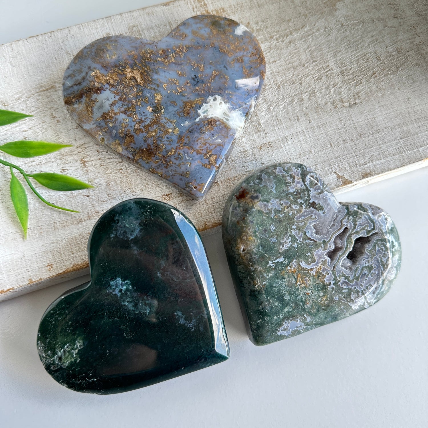 Moss Agate Heart Medium
