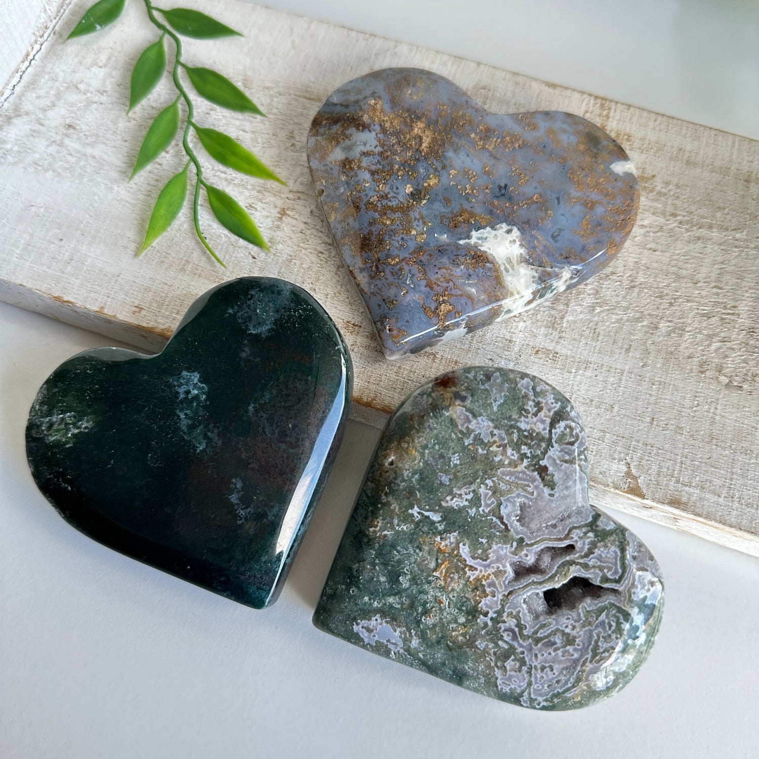 Moss Agate Heart Medium
